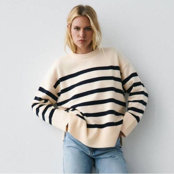 Zara Sweaters - Zara Woman Striped Crew Neck Sweater